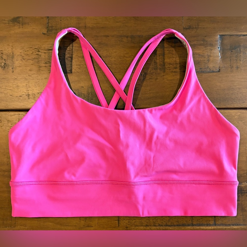 Lululemon Energy Bra Medium Support B-D Cups, size 12/L in Calypso Pink